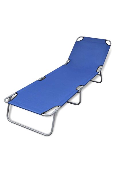 vidaxl Folding Sun Lounger Powder-coated Steel Blue