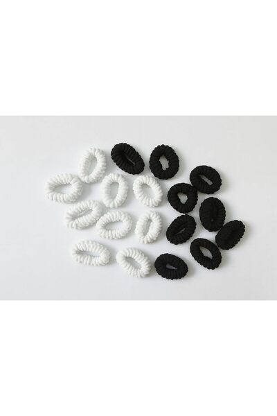 Goishtrie Hair Ties - 9 Black and 9 White Pieces with Storage Jar- Non-Slip Elastic Ponytail