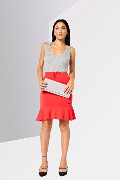 Karl Lagerfeld Women Embroidered Logo Mini Skirt, Red