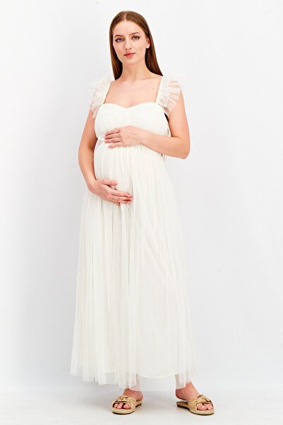 Anaya with love Maternity Lace Maxi Dress, Off White