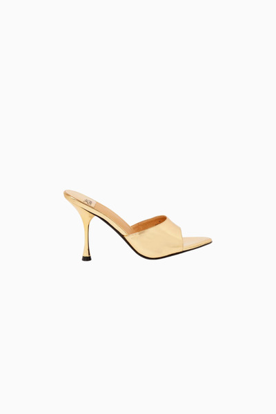Jeffrey Campbell Agent 90 Gold Metallic Leather, Open Toe Stiletto Women's Mules