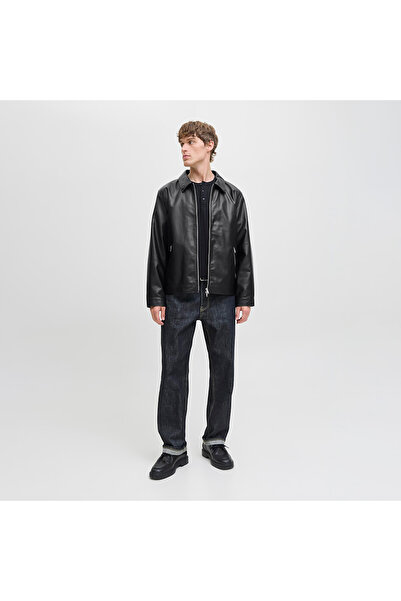 Jack & Jones Casablanca Men's Black Leather Jacket (12278839-B)