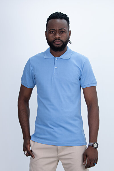 Das Uniform تي شيرت رجالي ذو قصة ضيقة وقماش يسمح بالتهوية وياقة بولو باللون ا...