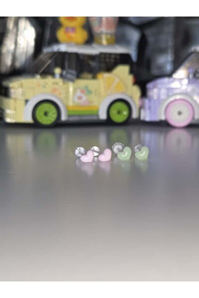 AyShope Antialerjik Şeffaf Uçlu Bioplast Kalp Desenli Silikon Çocuk Küpesi 2 Çift