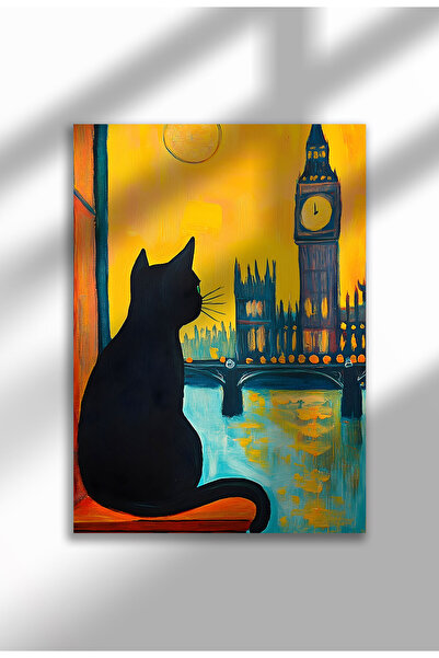21mxm Εκτύπωση Μαύρης Γάτας σε Ύφασμα – Ψηφιακό Έργο Τέχνης σε Χωρίς Πλαίσιο ...
