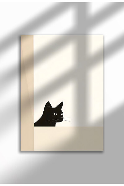 21mxm Imprimeu pe pânză cu pisică neagră – Operă digitală pe pânză neînrămată...