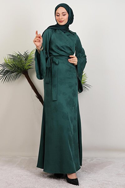 GİYZAMİLA Ayşen Satin Dress Emerald