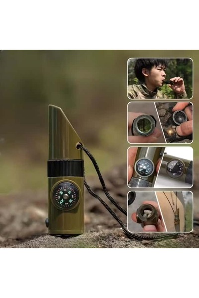 Eşya Dünyası Çok Fonksiyonlu Acil Durum Kamp Düdüğü – Pusula, Termometre, Büy...