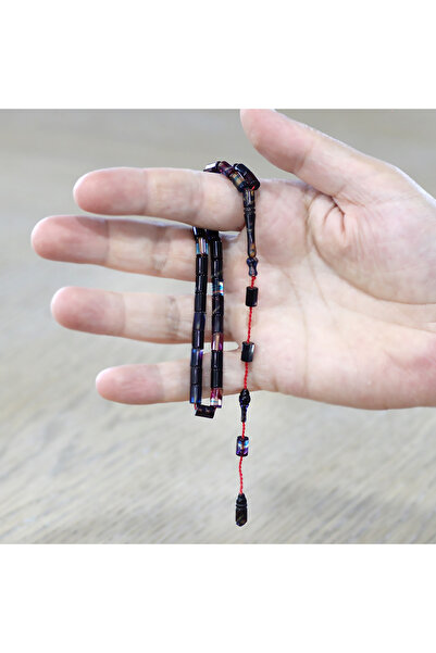 Tesbihane سبحة نار بيراميدية من العنبر بطول الكاحل مع قطع منظّم