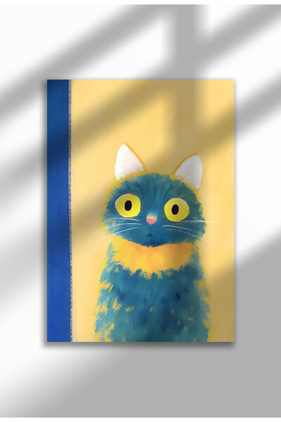 21mxm Imprimeu pe pânză cu pisică neagră – Operă digitală pe hârtie neînrămat...