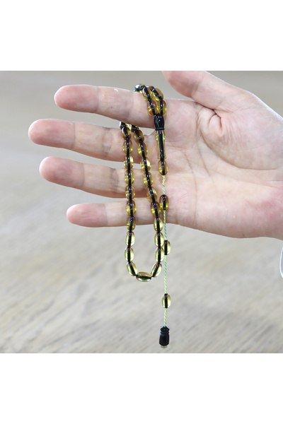 Tesbihane Systematic Special Cut Linden Yellow Fire Amber Prayer Beads