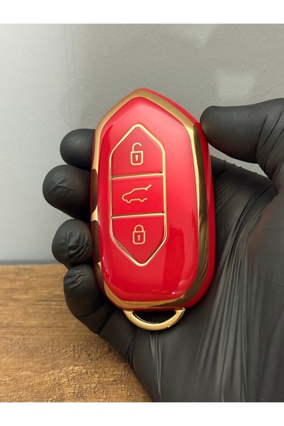 Mavi Keys Husă de protecție pentru chei din silicon Togg T10x cu 3 butoane – aur roșu acoperit cu nano