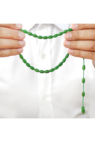 Tesbihane Систематично специално изрязани изумруденозелени пресовани кехлибарени броеници