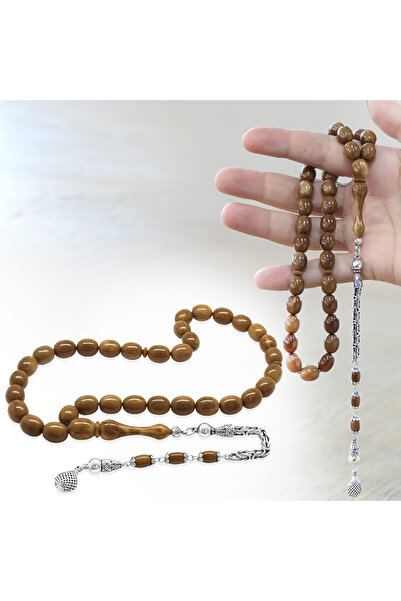 Tesbihane 925 стерлингово сребро Кралска пискюл Пясъчен часовник Имам дизайн Пълни капсули Кафяви молитвени броеници Кука