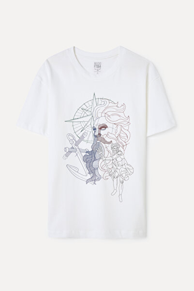 Mudo COMFORT FIT BASKILI BİSİKLET YAKA T-SHIRT