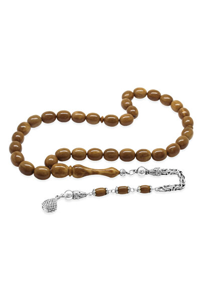 Tesbihane 925 стерлингово сребро Кралска пискюл Пясъчен часовник Имам дизайн Пълни капсули Кафяви молитвени броеници Кука