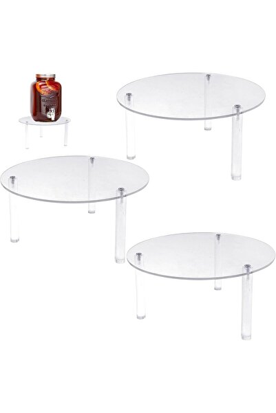 Slasa 3-Pcs Acrylic Beverage Dispenser Stand – 19.8 × 19.8 × 10.4 cm Clear Ho...