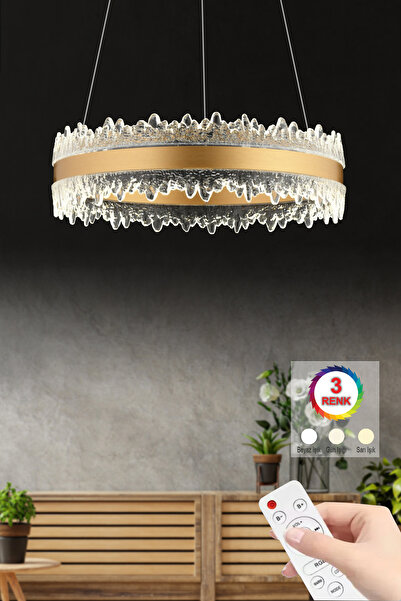 İstanbul Avize Planet 40'lık Gold Kumandalı 3 Renk Lüx Led Modern Ledli Avize