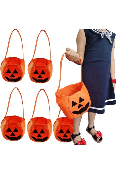 LXGKREL Set de 6 pungi de Halloween Lxgkrel, textil, portocaliu/negru, 20 x 28 x 13 cm