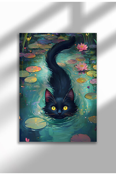 21mxm Εκτύπωση Μαύρης Γάτας σε Ύφασμα – Ψηφιακό Έργο Τέχνης σε Χωρίς Πλαίσιο ...