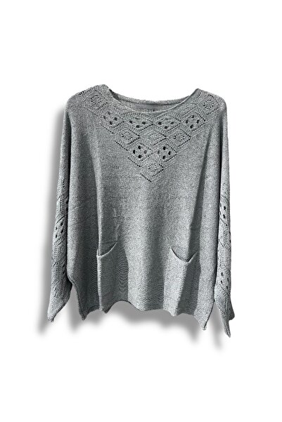 SUMEF Μπλούζα μεγάλου μεγέθους Mercerized Knitwear με τσέπες και διάτρητο σχέ...