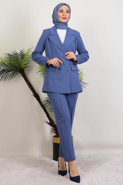 GİYZAMİLA Demre Four Button Suit Indigo