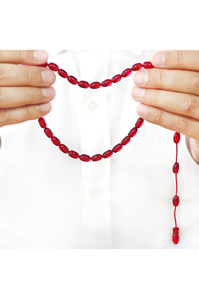 Tesbihane Систематично специално изрязано знаме Червено Огнено Кехлибарено Молитвено броеница