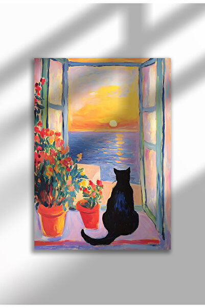 21mxm Εκτύπωση Μαύρης Γάτας σε Ύφασμα – Ψηφιακό Έργο Τέχνης σε Χωρίς Πλαίσιο ...