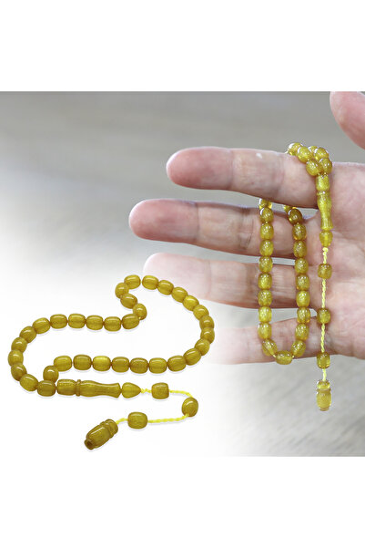 Tesbihane Систематичний кубічний наріз, довжина зап'ястя, перламутровий жовтий вогонь, бурштиновий чотки