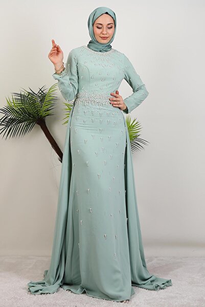 GİYZAMİLA Βραδινό φόρεμα Mery İnci Mint