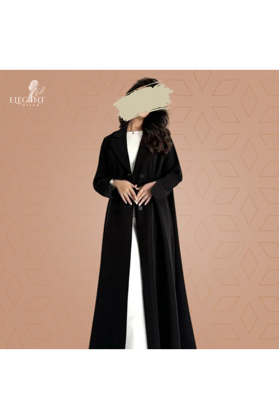elegant hijab عباية اناقة سوداء مع كم مقلم