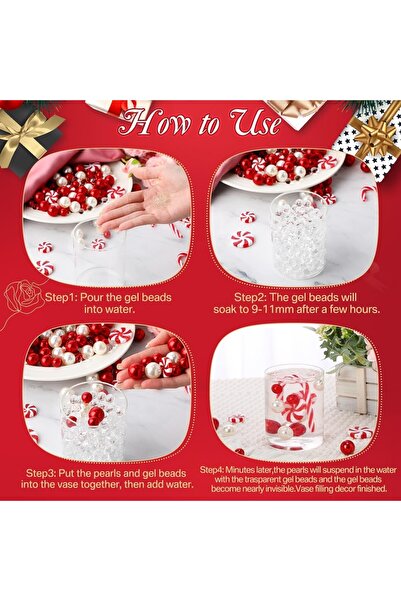 Amycute Set de 6051 mărgele și 3 bețișoare pentru Crăciun Amycute, acrilic, roșu/alb/transparent