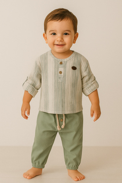 PİETRA BABY KİDS Striped 100% Cotton Muslin Fabric Baby and Children's Boys' ...