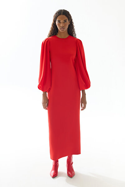 Jus De Pommes KIRMIZI BALON KOLLU UZUN ELBİSE