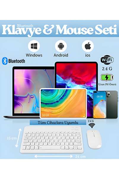 nextbuy Bluetooth Akıllı Klavye ve Mause Seti Taşınabilir Şarj Edilebilir Kablosuz Tüm Cihazlara Uyumlu