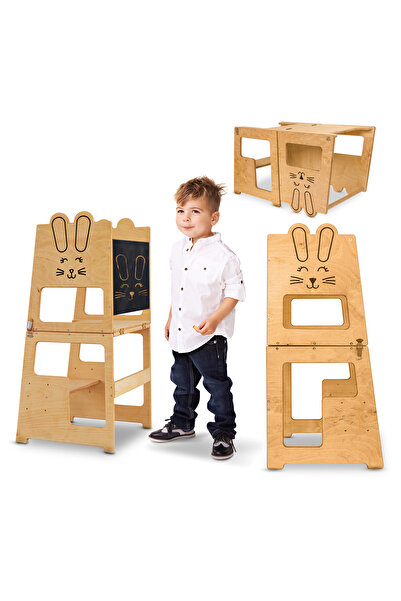 OEM Turn de invatare, Bunny, tip Montessori, cu tabla de scris, pentru copii +12 luni, placaj/lemn