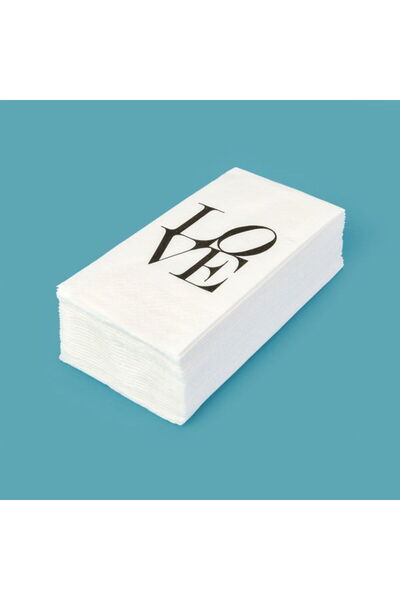 Evidea Kitchen 25'li Love Desen Peçete - Beyaz - 16x8 cm