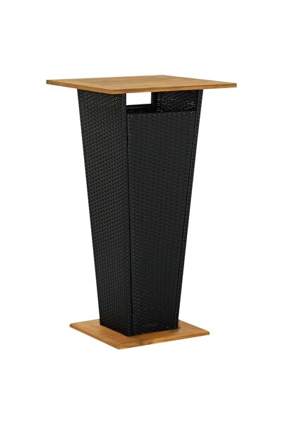vidaxl Bar Table Black 60x60x110 cm Poly Rattan and Solid Acacia Wood