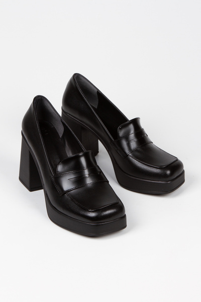 AYDOĞDU by ünal Черни дамски мокасини с висок ток