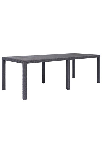 vidaxl Garden Table Brown 220x90x72 cm Plastic Rattan Look