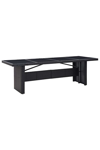 vidaxl Garden Table Black 240x90x74 cm Poly Rattan and Glass