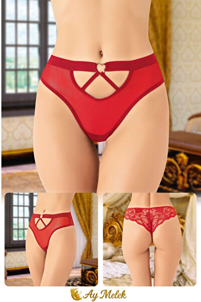 AYMELEK Lenjerie de corp pentru femei, cu detaliu de piatră, din tul elastic, din dantelă, slip1