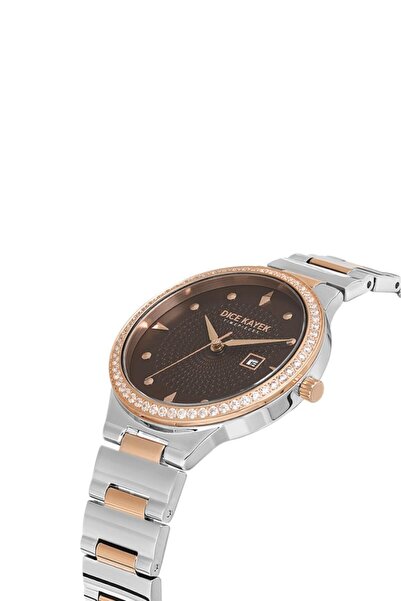 Dice Kayek Dk.1.Ag1372.Ja0-05 Stoned Design Steel Cord Steel Case 5 Atm Water Resistant Metallic-Ros