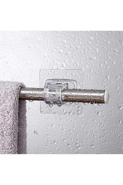 ELAMOUR Adhesive Hanging Stick Clip Transparent Holder |   Stick Hanger Pipe Holder 10 Pcs