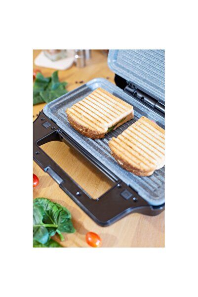 ROHNSON Aparat de făcut sandvișuri cu plăci mari detașabile (28,5 x 15,2 cm), finisaj marmorat, 900W, R2680