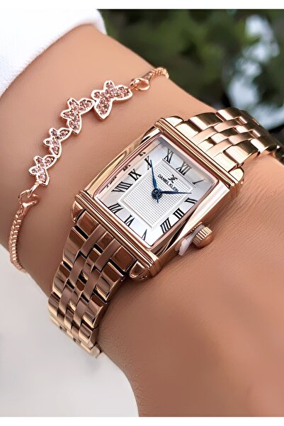 Daniel Klein ساعة يد نسائية أصلية للموسم الجديد مع علبة مستطيلة وإكسسوار وسوار هدية