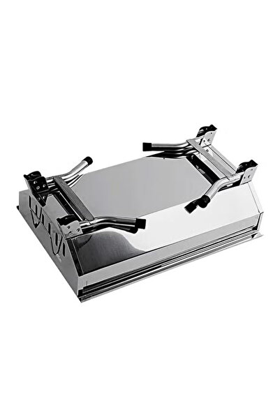 Cady One Portable Travel Foldable Stainless Steel Charcoal Grill with Silver Chrome Legs for Camping and Picnics