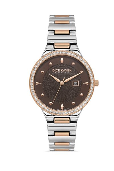Dice Kayek Dk.1.Ag1372.Ja0-05 Stoned Design Steel Cord Steel Case 5 Atm Water Resistant Metallic-Ros