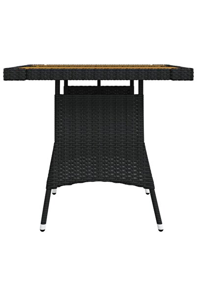 vidaxl Garden Table Black 70x70x72 cm Poly Rattan & Solid Acacia Wood