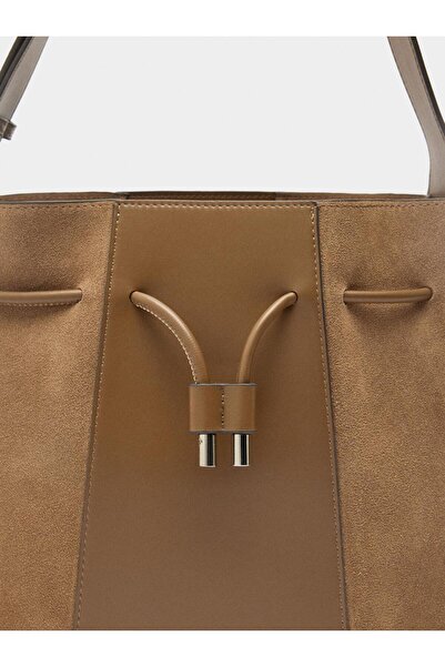 PARFOIS Deri Detaylı Bucket Çanta M